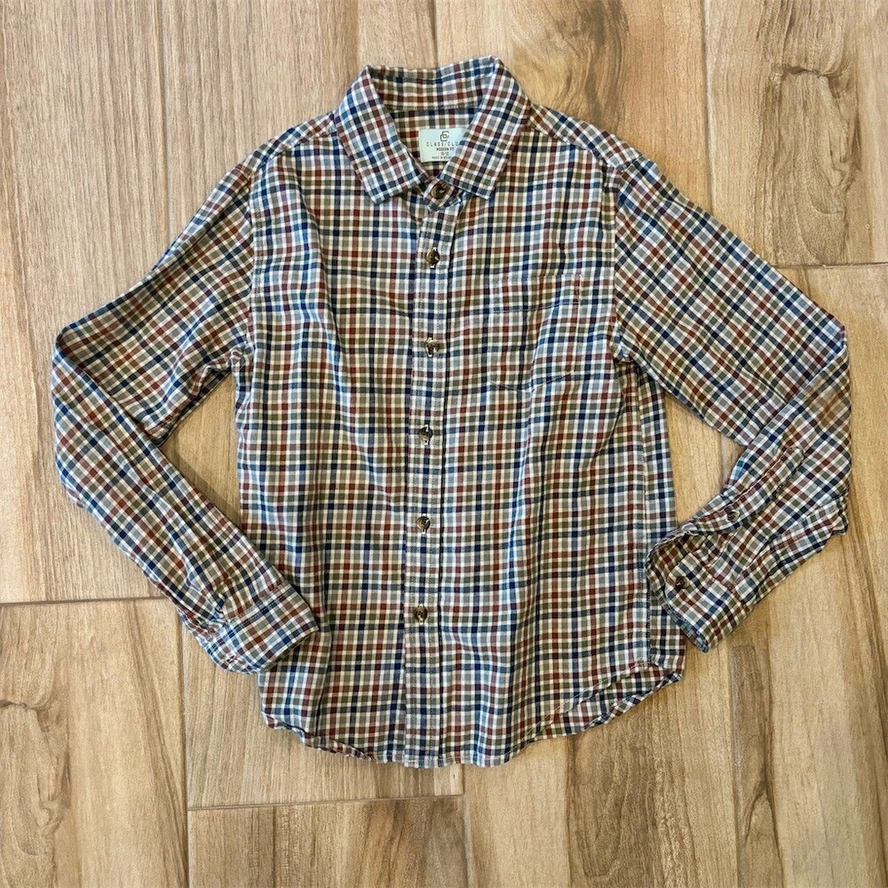 Class Club Boys Plaid Button-Down Shirt Long Sleeve Multicolor Size 10/12